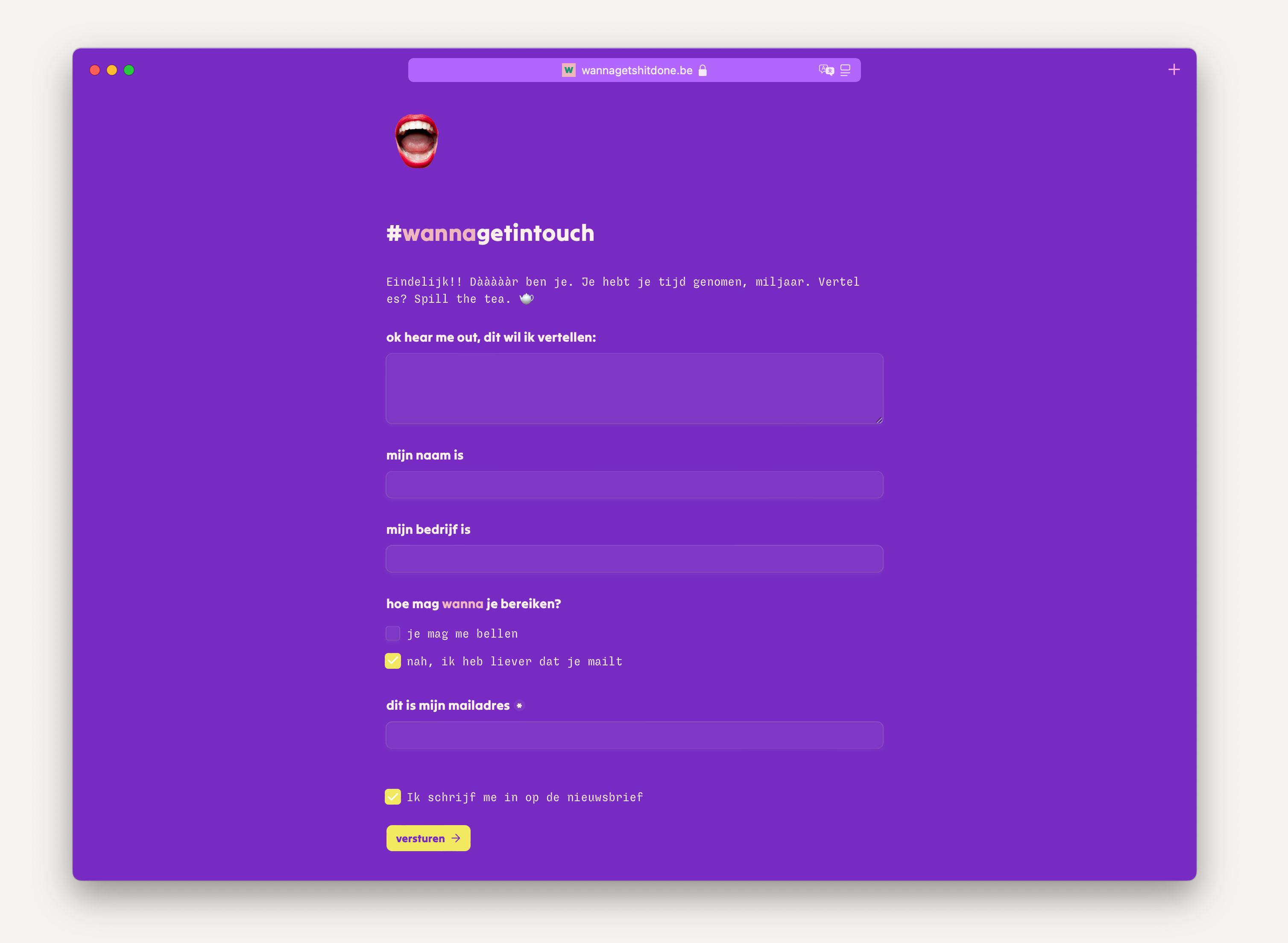 A contact form for a client project