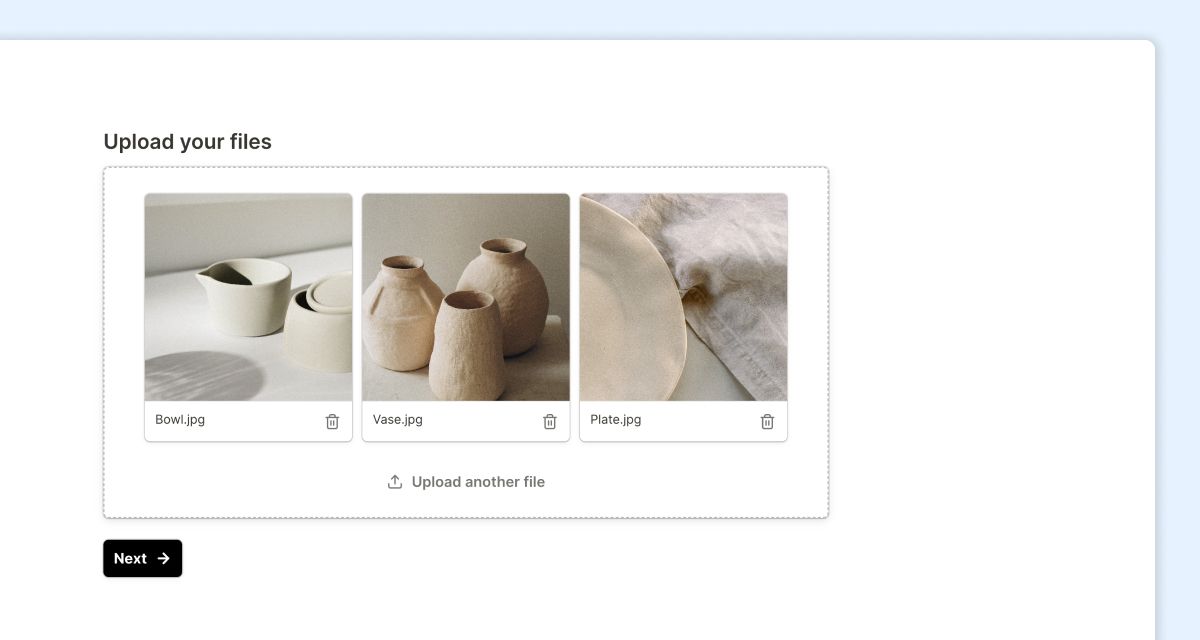 Create a form with a file upload