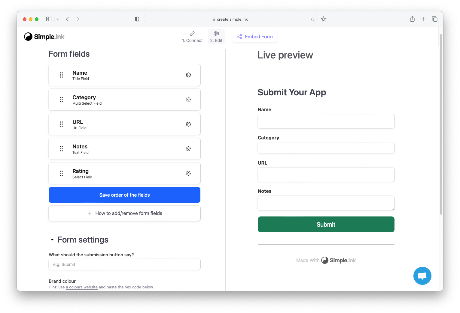 Simple.ink form builder