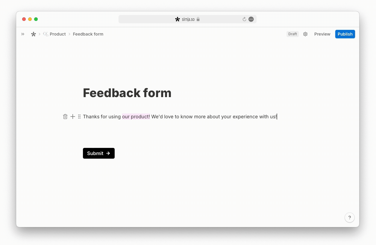 Create a free form